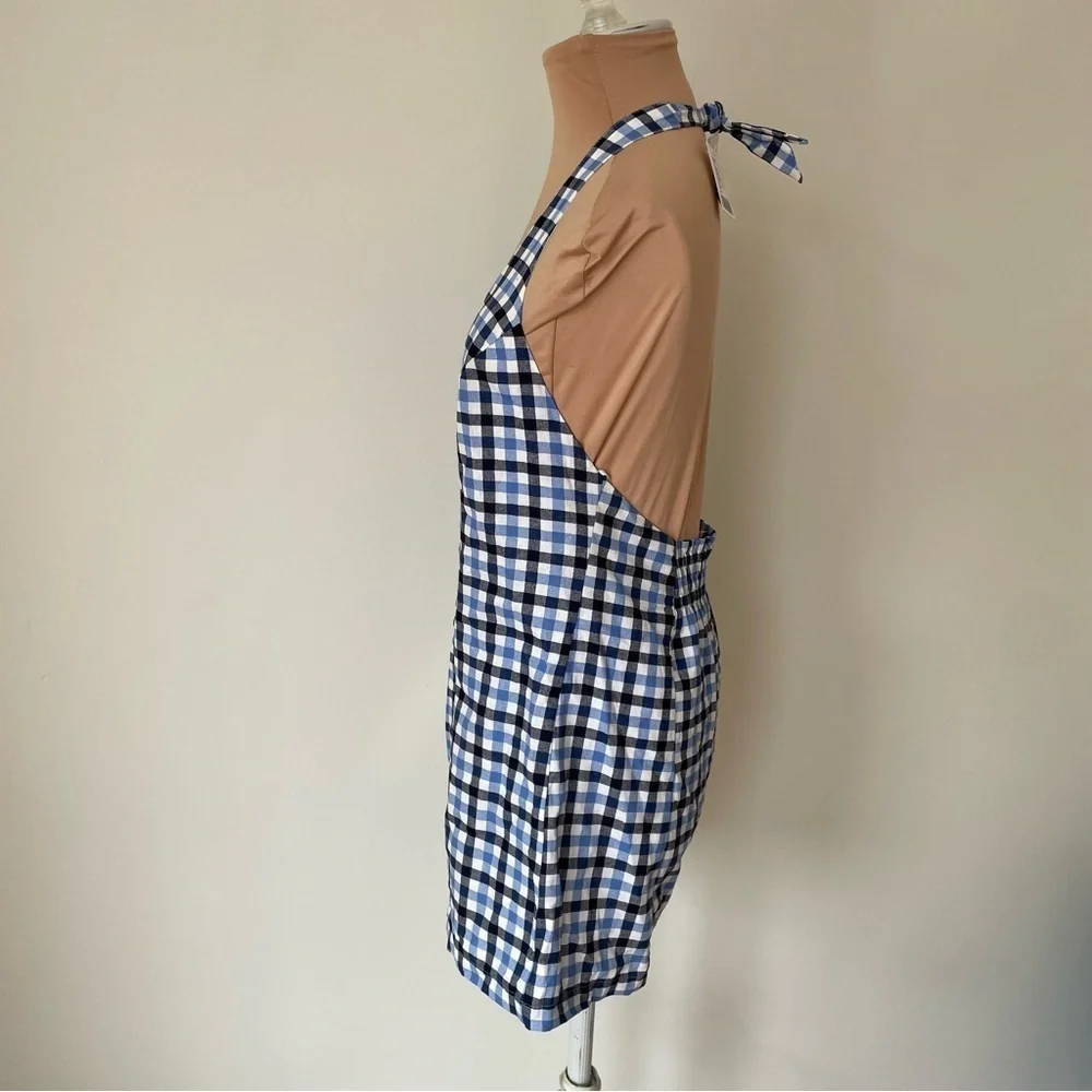 Urban Outfitters Blue Check Cotton Tiffany Button Down Halter Romper NWT Sz S